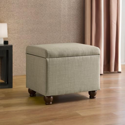 HomePop 22" Medium Rectangular Storage Ottoman - Tan Linen