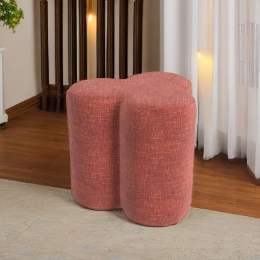 HomePop Upholstered Clover Shaped Ottoman (No Lid, Seat Only) | HomePop Home Décor | Foot Rest Pouf – Pink Chenille