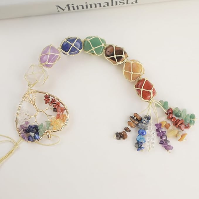 Anjiucc Handmade Crystal Window Car Hanging Ornaments 7 Chakra Home Ornament Yoga Meditation Car Decoration