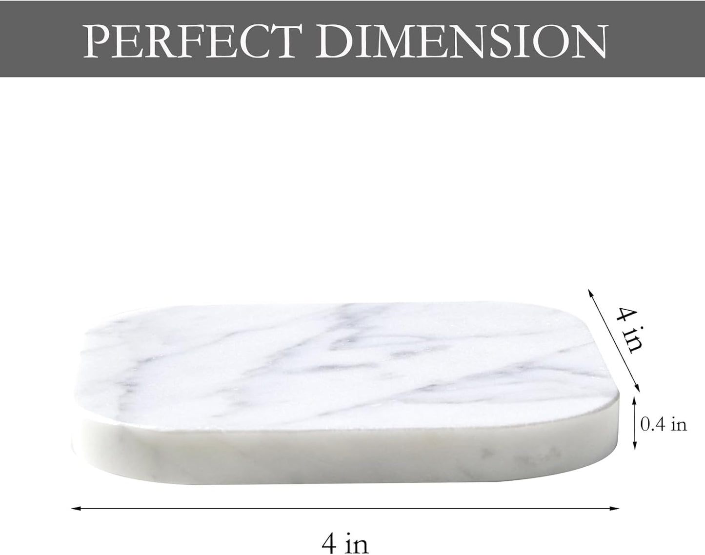 𝐋𝐮𝐱𝐮𝐫𝐲 𝐈𝐭𝐚𝐥𝐢𝐚𝐧 100% Marble Tile Coasters – Set of 4 – Square Modern Bar Coasters for Drinks, Coffee –Stone Holder for Home Décor, Housewarming Gifts (Carrara White)