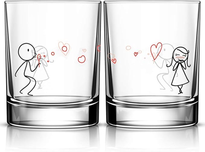 BoldLoft From My Heart to Yours Couple Glass Set- Gifts for Wife, Girlfriend- Wedding Glasses for Bride and Groom- - Home Gifts for Couples, Valentines, Anniversary, Engagement