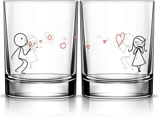 BoldLoft From My Heart to Yours Couple Glass Set- Gifts for Wife, Girlfriend- Wedding Glasses for Bride and Groom- - Home Gifts for Couples, Valentines, Anniversary, Engagement