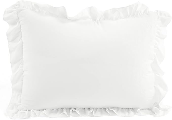 Lush Decor Reyna Ruffle Comforter Set - 2 Piece Twin Size Ruffle Comforter Set - Elegance for Dorm Room - Twin XL, Pure White