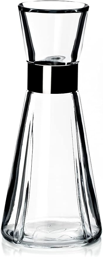 Rosendahl Grand Cru 30.4 oz. Water Carafe - Transparent Glass Pitcher with Stainless Steel Accents, Dishwasher Safe, Lead-free Modern Drinkware, Versatile Kitchen Accessory for Stylish Table Settings