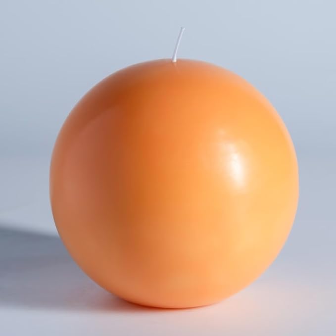 MOZEAL Hand-Poured, 6 Inch Peach Fuzz Large Round Ball Candles - Elegant Peach Fuzz Round Pillar Candles, Dripless, Unscented, Smokeless, Ideal for Summer Parties.
