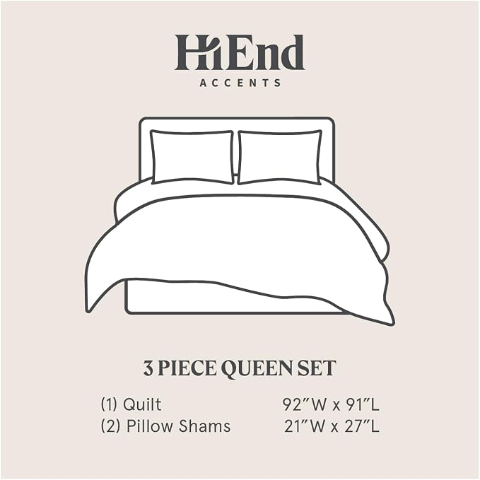 HiEnd Accent Stella Faux Silk Velvet Double Box Stitch 3 Piece Quilt Set, Queen Size, Dark Violet Solid Color, Classic Chic Modern Rustic Elegant Bedding Set, Lightweight Bed Set