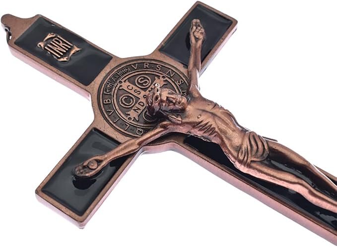 MTYIQS 19.5x9.5cm Crucifix Wall Cross Catholic Saint Cross Jesus Christ Vintage Wall Hanging Cross for Home Decor Wall Cross