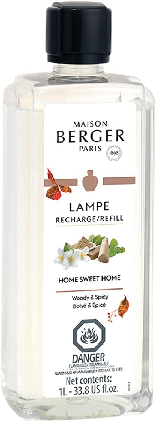 Maison Berger Home Sweet Home Lampe Berger Refill, 1 Liter (33.8 fl oz), 2-in-1 Catalytic System, Neutralizes Odors and Diffuses Fragrance, Green Notes, Aquatic Notes, Leaves, Cinnamon, Made in France