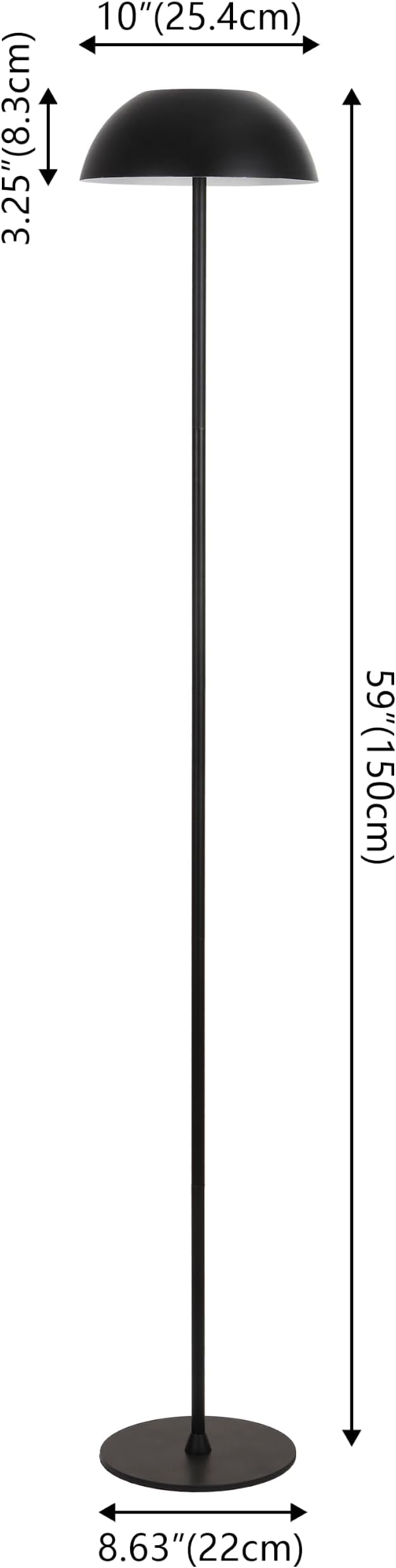 JONATHAN Y Laurel 59" Contemporary Minimalist Mushroom Metal Outdoor Floor Lamp, Black, Rechargeable Cordless and Dimmable with Integrated LED, Weather Resistant for Patio JYL7165B