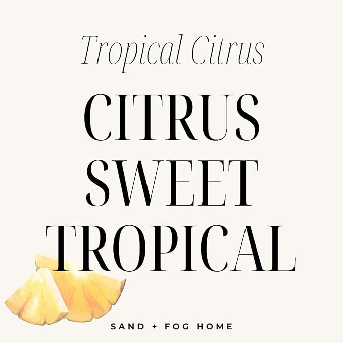 Sand + Fog Scented Candle - Tropical Citrus - Additional Scents and Sizes – 100% Cotton Lead-Free Wick - Luxury Air Freshening Jar Candles - Perfect Home Decor – 12 oz