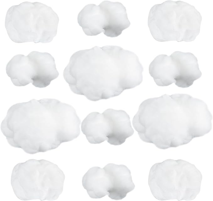 Jetec 12 Pieces Artificial Cloud Props Imitation 3D Cloud Shape Hanging Decorations Room DIY Decorative Hanging Ornament for Wedding Party Stage Show Decor (Small,Medium and Large Size)