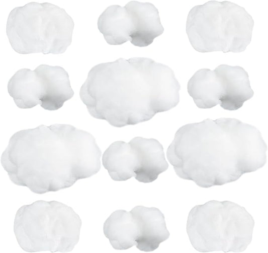 Jetec 12 Pieces Artificial Cloud Props Imitation 3D Cloud Shape Hanging Decorations Room DIY Decorative Hanging Ornament for Wedding Party Stage Show Decor (Small,Medium and Large Size)