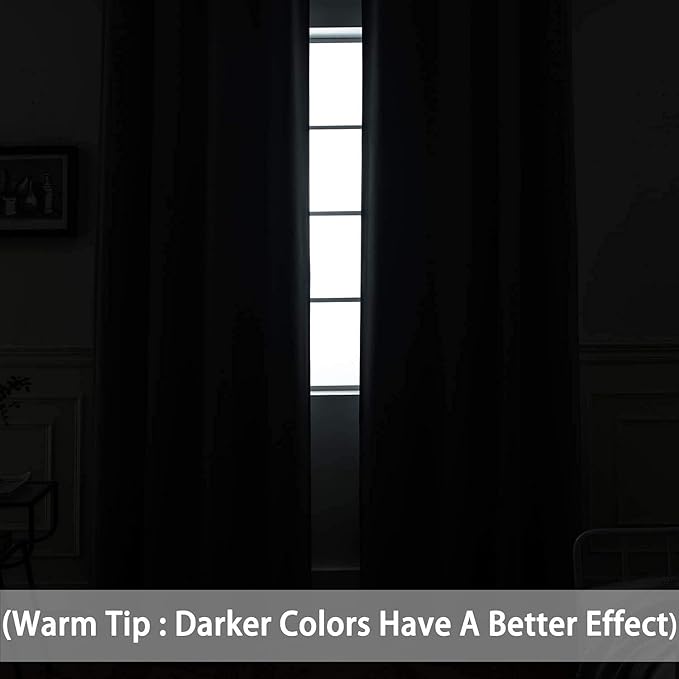 Yakamok Blackout Curtains Room Darkening Thermal Insulated Window Panels,Solid Grommet Top Drapes for Bedroom/Living Room(62Wx84L, Natural, 2 Panels)