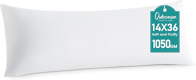 Oubonun 14 x 36 Throw Pillow Inserts - Soft, Plush & Decorative Down Alternative Pillows for Couch Sofa Bed, Machine Washable - White, Pack of 1