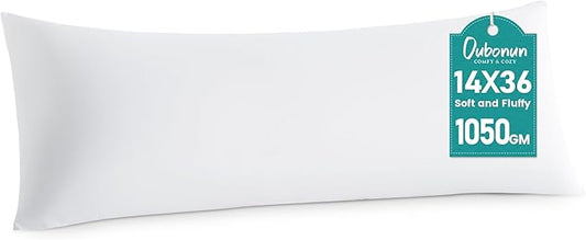 Oubonun 14 x 36 Throw Pillow Inserts - Soft, Plush & Decorative Down Alternative Pillows for Couch Sofa Bed, Machine Washable - White, Pack of 1