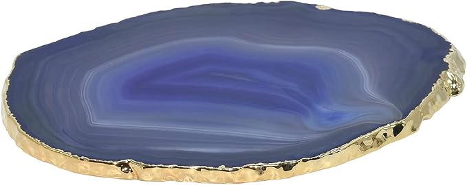 Nature's Decorations Purple Gold Rimmed Agate Stone Coasters - Set of 4, Polished Geode Drink Mats for Dining & Coffee Table & Kitchen Geode Decor Non-Toxic 3.5-4" Diameter