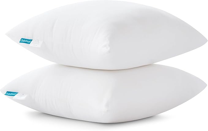 Oubonun 22 x 22 Throw Pillow Inserts - Soft, Plush & Decorative Down Alternative Pillows for Couch Sofa Bed, Machine Washable - White, Pack of 4