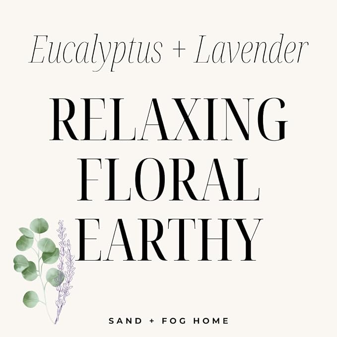 Sand + Fog Scented Candle - Eucalyptus & Lavender - Additional Scents and Sizes – 100% Cotton Lead-Free Wick - Luxury Air Freshening Jar Candles - Perfect Home Decor – 12 oz
