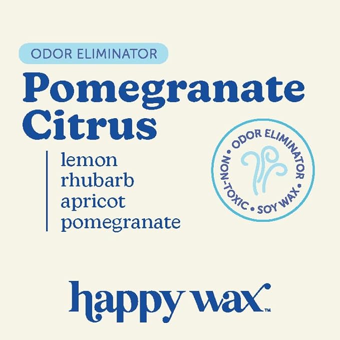 Happy Wax Odor Eliminating Scented Soy Wax Melts – Pomegranate Citrus – Pet-Safe, Non-Toxic, Perfect for Use with Wax Warmers - for Home Fragrance & Freshness - 4 oz Pouch