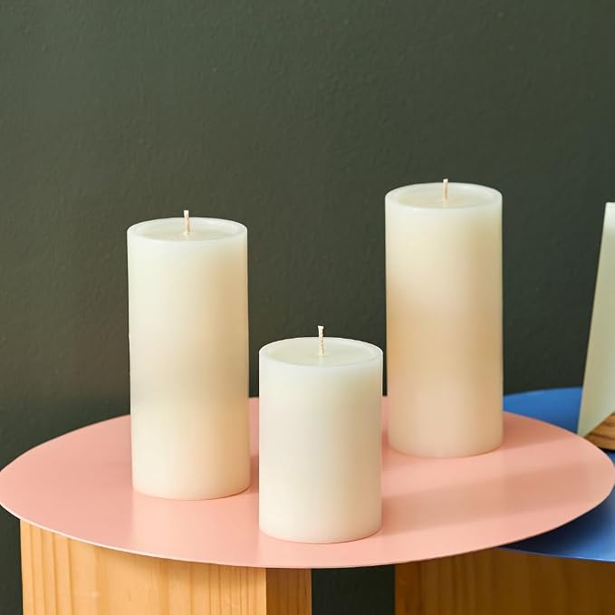 Simply Soson Citronella Candle - Citronella Scented Pillar Candles Ivory - 3x4 inch - 3 Pack - Long Lasting Burn Outside Candles for Garden Yard Balcony, Summer Camping