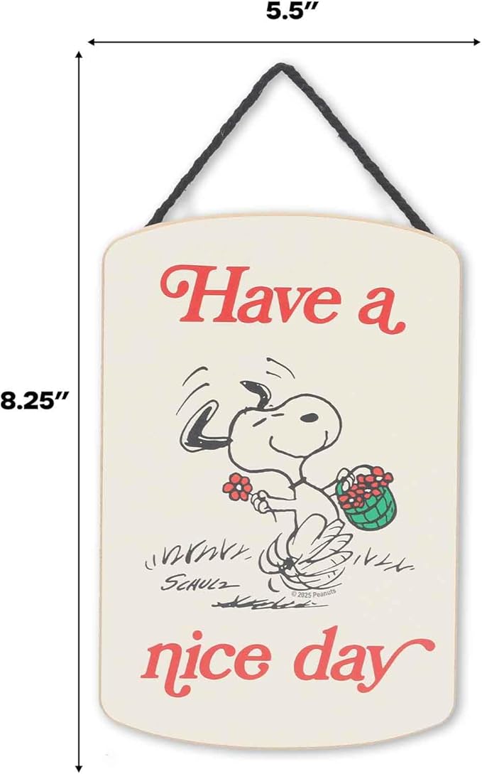 Peanuts Snoopy Have A Nice Day Hanging Wood Wall Decor - Fun Snoopy Sign for Home - Great Gift Idea
