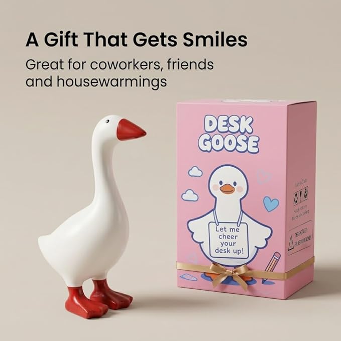 Desk Goose 7 inch, Mini Desktop Goose Statue for Office Home Decor