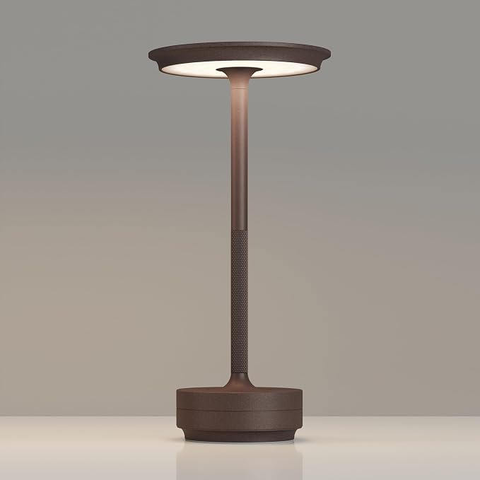 TBBGA 1 Pack Rechargeable Table Lamps Cordless, Portable 5000mAh Outdoor Table Light, 3 Color Stepless Dimming LED Table Lamp with Memory Function, for Home/Dinner/Patio/Restaurant.(Rust)