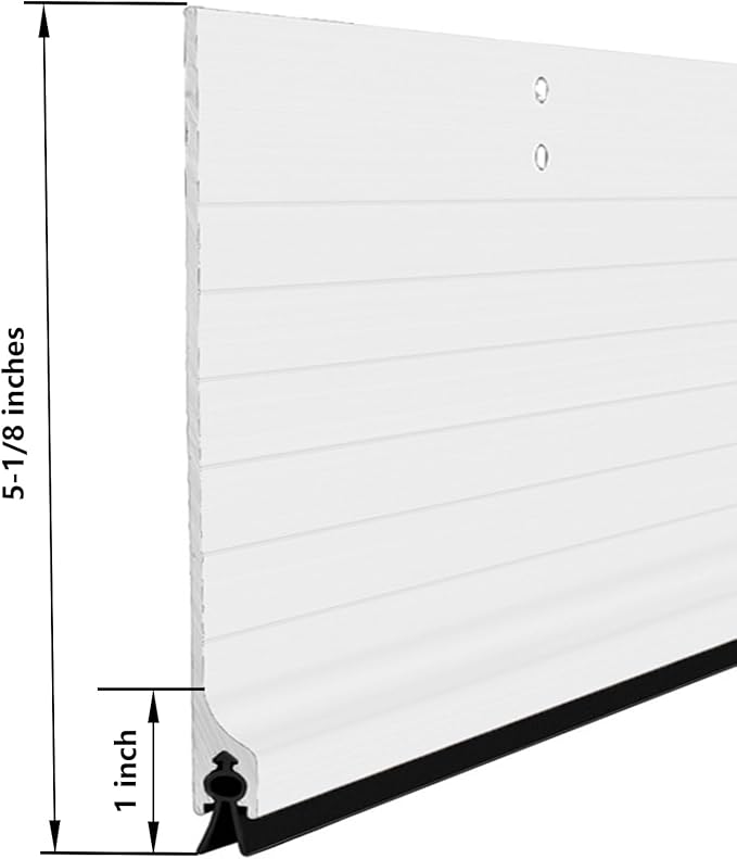 Door Metal Kick Plate Draft Stopper 36 inches Aluminum Mouse Blocker with Rubber Sweep Seal for Stop Under Doors Drafty Cover 3-7/8 inch Gap, 5-1/8"x36" Silver
