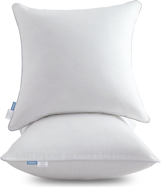 Leeden 18 x 18 Pillow Inserts (Set of 2) - Throw Pillow Inserts with 100% Cotton Cover - 18 Inch Square Decorative Pillows for Sofa, Couch, Bed and Home Decor