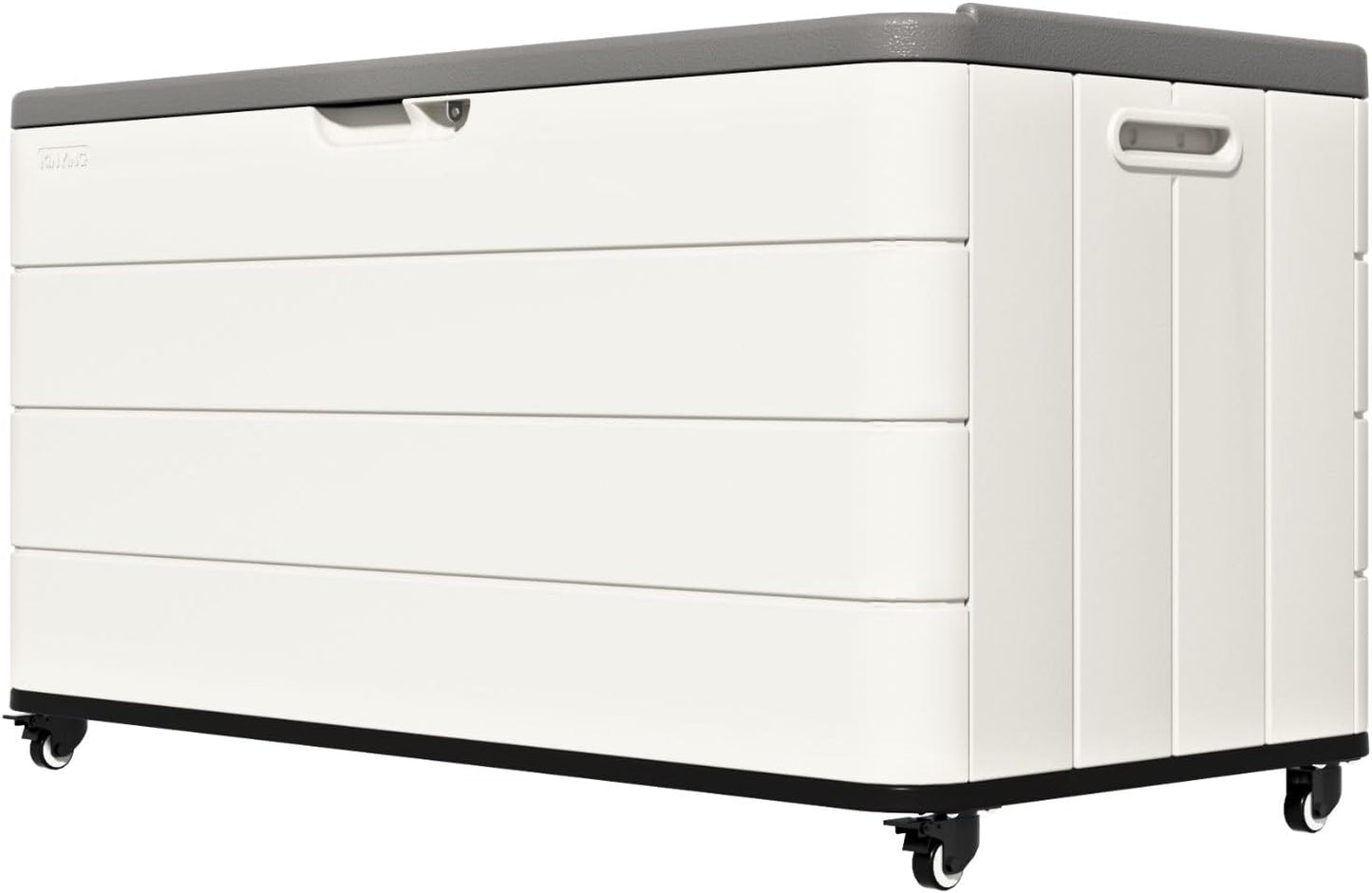 ZZM 110 Gallon Outdoor Deck Box with Wheels, Waterproof Resin Storage Cabinet for Patio