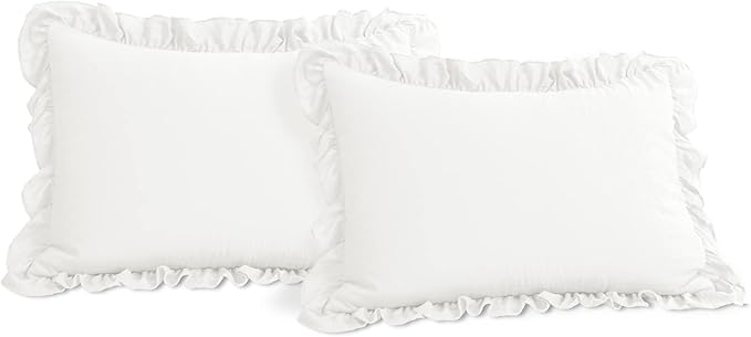 Lush Decor Reyna Ruffle Comforter Set - 3 Piece Full/Queen Size Ruffle Comforter Set - Elegance for Bedroom - Full/Queen, Pure White