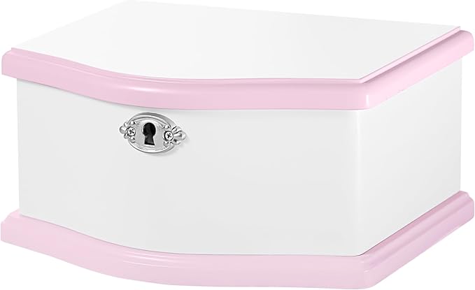 Medium Ballerina Musical Jewelry Box with Mirror for Girls,Kid's Jewelry Storage Music Chest- (white/pink)