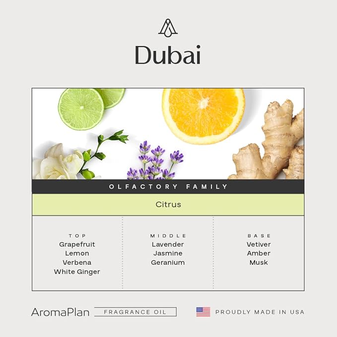 AromaPlan Hotel Scents Dubai 5.07 Fl Oz (150ml), Home Luxury Aroma & Hotel Fragrance Diffuser Oil- Hotel Diffuser Oil for Aromatherapy- USA Made, Bigger Bottle, Bolder Aroma & Longer Lasting