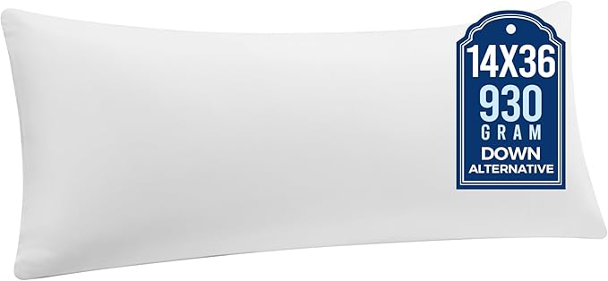 puredown® 14x36 Pillow Insert, Fluffy Lumbar Pillows Filled with Plump Stuffer, Rectangle Decorative Pillows for Couch, Sofa, Bed and Home Decor, Pack of 1