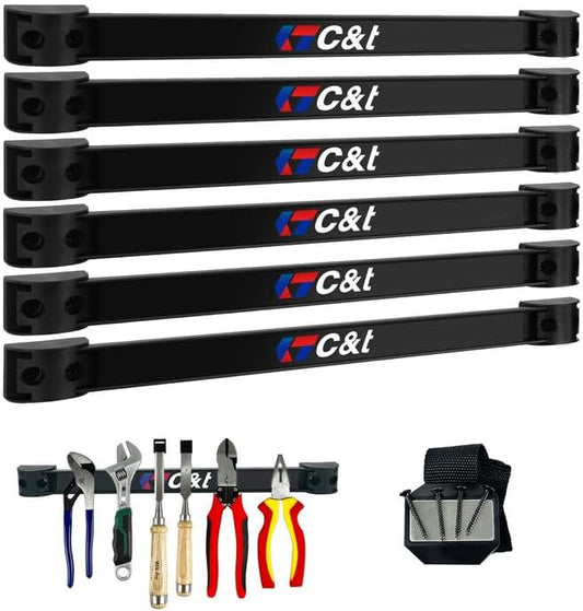 Magnetic Storage Organizer Tool Holder, Magnetic Tool Holder Strip, 6-Pack Magnetic Tool Bar,1-Pack Wrist Magnetic Holder for Garage,Shop and Kitchen | Garage Wall Mount Rack- Mounting Screws Included