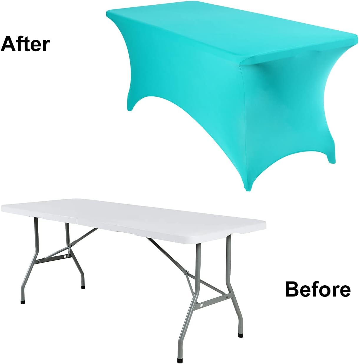 4Pack Spandex Waterproof Table Covers 6ft，Spandex 6ft Waterproof Table Cover for Party,Wedding, Banquet, and Events(Turquoise)