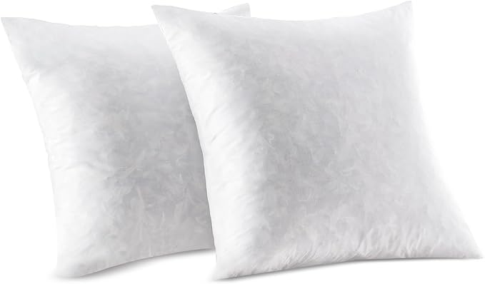18x18 Feather Throw Pillow Inserts, Decorative Pillow Inserts for Covers, Fuller Fit with Soft Support for Bed and Couch, Set of 2