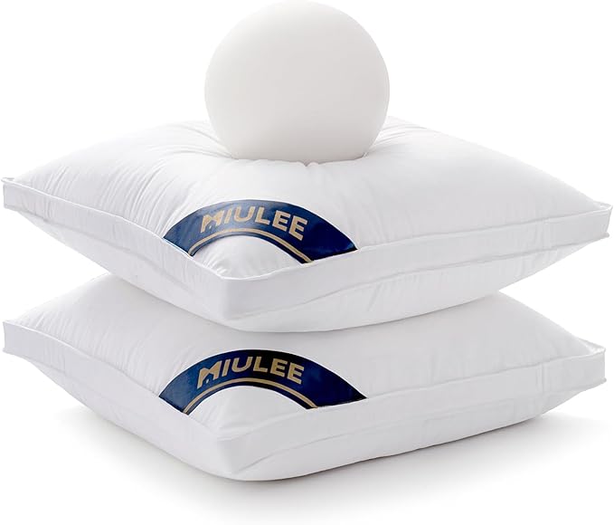 MIULEE 22x22 Feather Down Pillow Inserts with Gusset Bed Pillows,Set of 2 Luxury Fluffy Decorative Throw Pillows for Couch Sofa