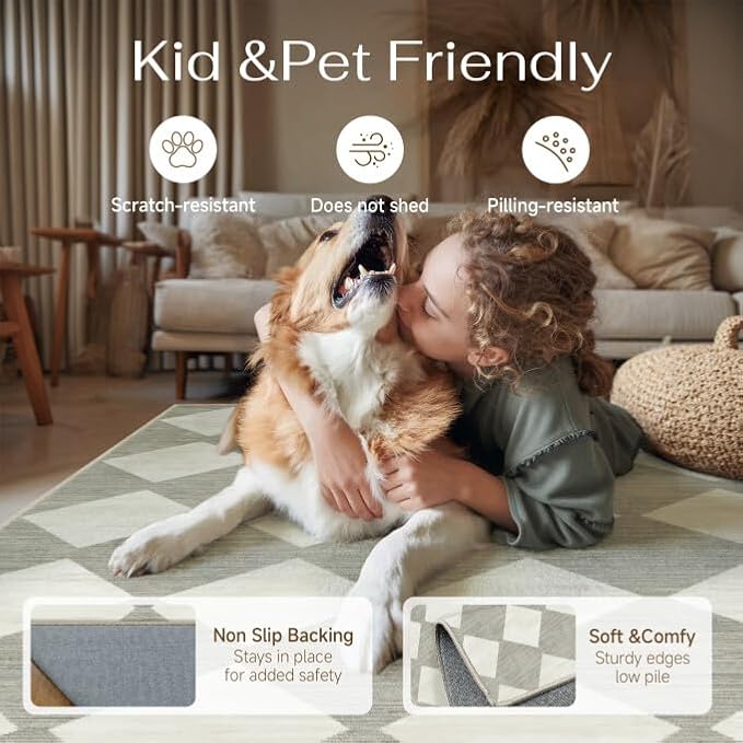 PureCozy Machine Washable Gray 2x3 Area Rugs for Entryway Modern Soft Checkered Indoor Door Mats Non-Slip Stain Resistant Low Pile Accent Small Rug for Bedroom Kitchen Laundry Entrance
