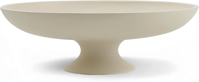 Cream Concrete Decorative Fruit Bowl, 11.45" Large Modern Pedestal Bowl for Kitchen Counter, Coffee Table, Entryway Table, Centerpiece Catch All Key Bowl