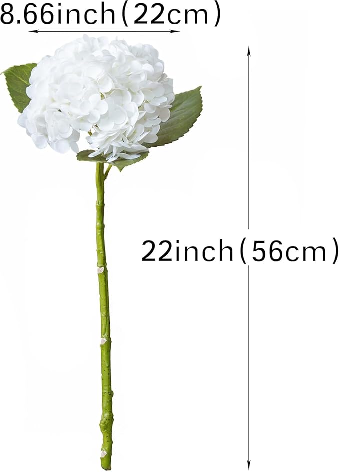DUYONE 4Pcs 22'' Lifelike Artificial Hydrangea,2 White & 2 Light Purple Large Flowers Artificial Flowers Dry Flowers Outdoor Wedding Christmas Office Family Party Living Room Table Deco