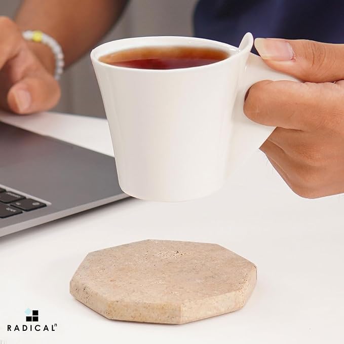 Radicaln Travertine Coasters 3.5" Inch Handmade Star Stone Coasters for Coffee Table, Ideal Coasters Set of 6 for Drinks, Elegant Coaster for Kitchen & Dining Table Decor
