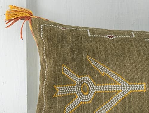 Extra Long Lumbar Pillow Cover (12 X 28 inches) | Hand-Woven Cactus Silk Brown Pillow Linen Cover | Rustic Décor Bohemian Cushion Cover | Farmhouse Cotton Pillow Case | Decorative Throw Pillow Dress