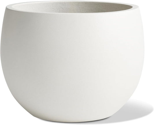 Ball Concrete Planter Outdoor Indoor, Large Tall Cement Plant Pots for Trees Flowers (White, 20 inch)