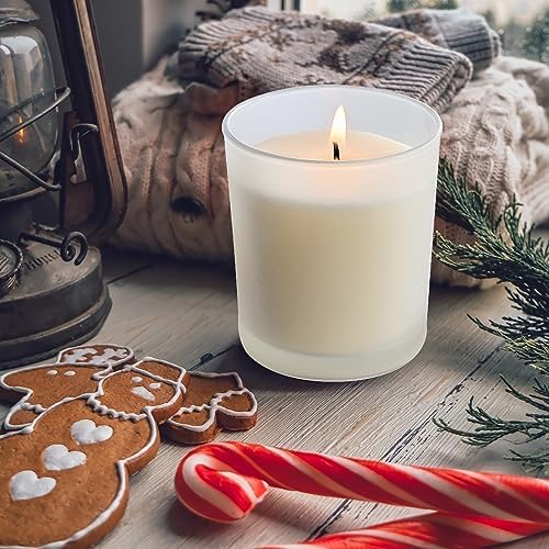 SHOWIN Thick Candle Jars for Making Candles 12 Pcs,10 OZ Empty Jars with Wood Lids for Candle Making, Sample Container, Frosted White