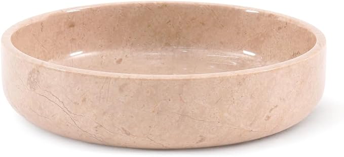 Marble Serving Bowl 8" Inches Beige Handcrafted Natural Stone Fruit Bowl For Kitchen Table decor, Modern Table Centerpiece Bowl, Chips Holder For Parties & Entertainments