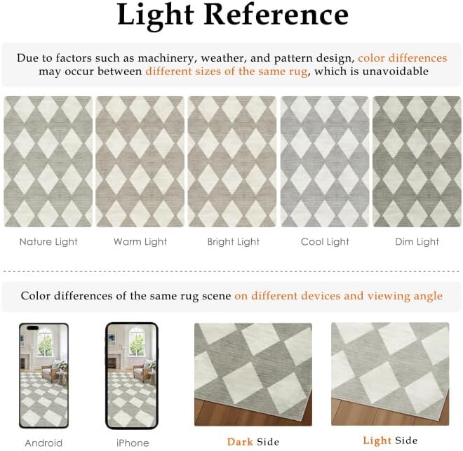 PureCozy 2x6 Runner Checkered Rug for Hallways Gray Washable Long Carpet Non-Slip Low Pile Boho Indoor Accent Throw Rug for Entrance Kitchen Bedroom Dining Laundry