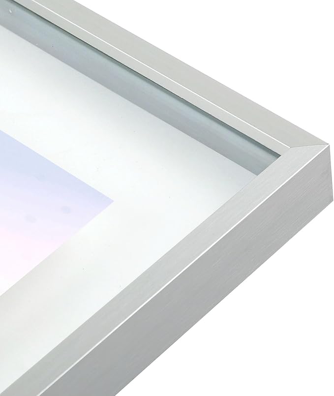 Golden State Art Silver Floating Picture Frame for 11X14, 2-8X10, 4-5X7 Photos, Metal, Modern or Contemporary, Wall Mount