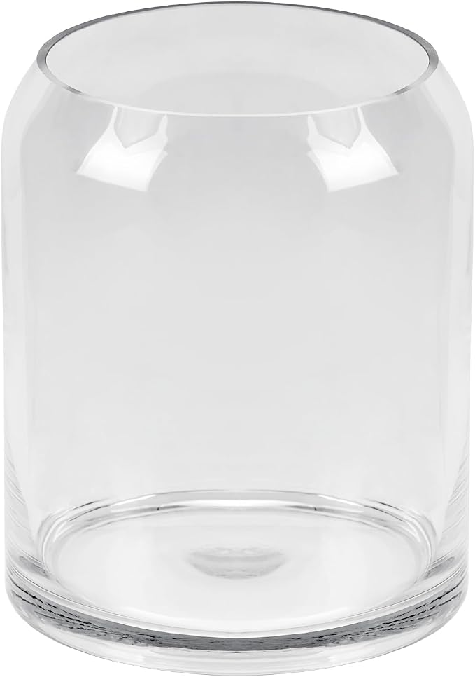 10" High 8" Wide Large Handmade Scandinavian Clear Glass Vase, Glass Flower Vase, Vase for Bouquet, Modern Glass Vase, Dome Glass Vase, Glass Terrariium, Hurricane, Centerpiece (Clear, 8"x10")