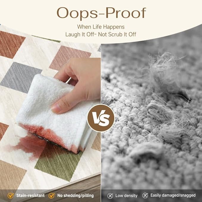 PureCozy Machine Washable 5x7 Area Rugs for Kids Room Modern Soft Colorful Checkered Rug Non-Slip Low Pile Accent Indoor Office Carpet for Nursery Bedroom Living Dining Classroom